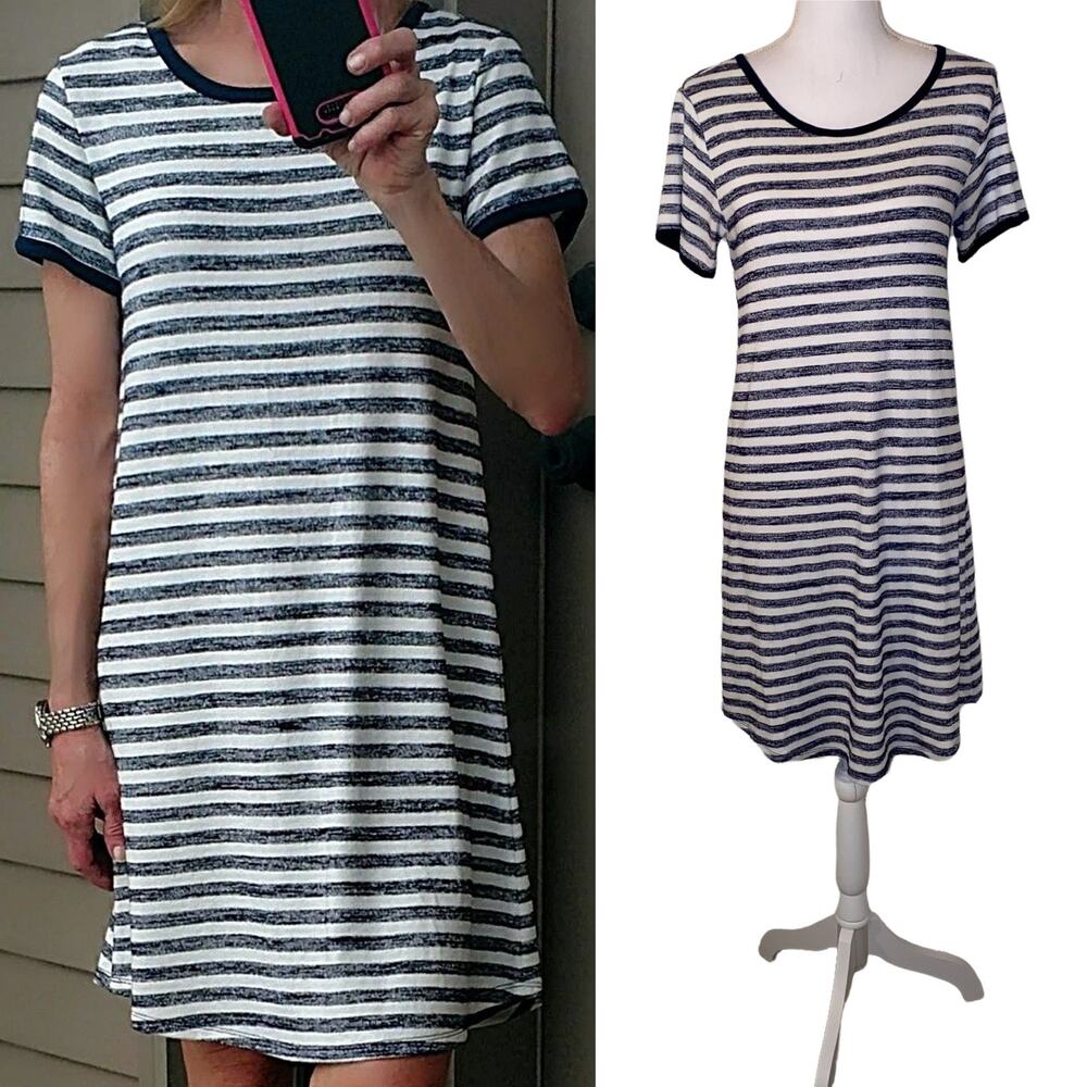 Market & Spruce StitchFix Striped Knit A-line T-shirt Mini Dress, Size Small
